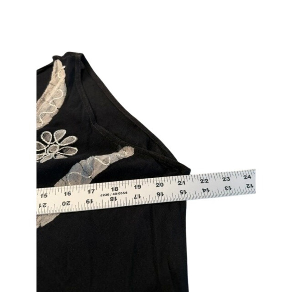 S.R. Fashion Womens Black White Rayon Paisley Floral Handkerchief Hem Dress L - Picture 5 of 7